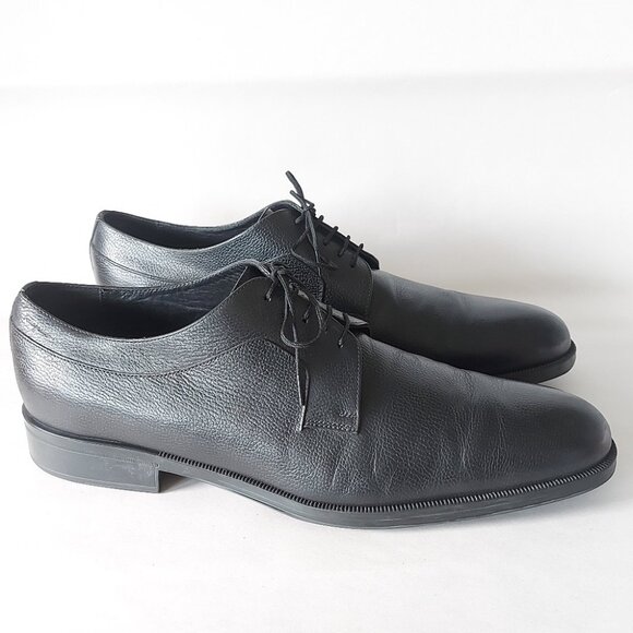 Salvatore Ferragamo Men Oxford Shoes Size 13 Black Leather Comfy Lace-up Loafers main image 12